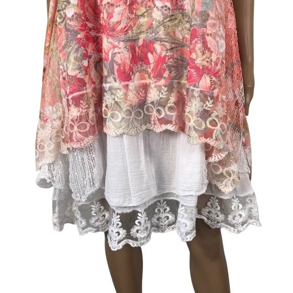 MODA LUCIDO Italian Crochet Lace Dress M Overlay Cottage Fairy Boho Preppy NWT - Picture 8 of 12